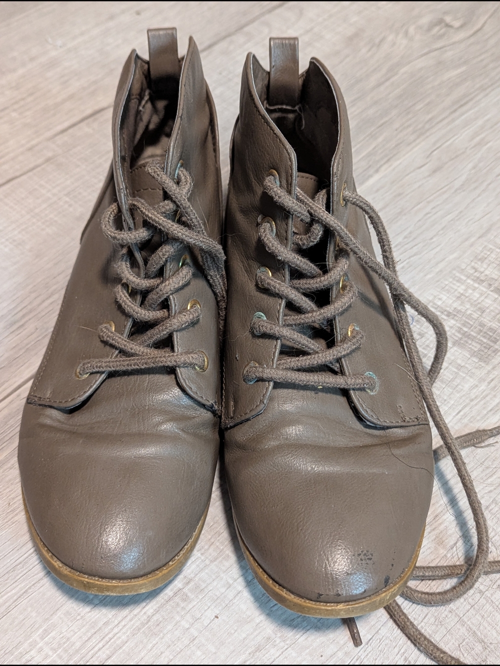 Women's Grey-Brown Lace-Up Ankle Boots